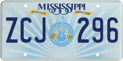 MS license plate ZCJ296