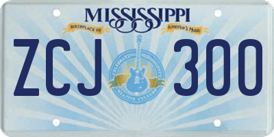 MS license plate ZCJ300