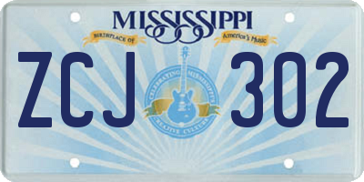 MS license plate ZCJ302