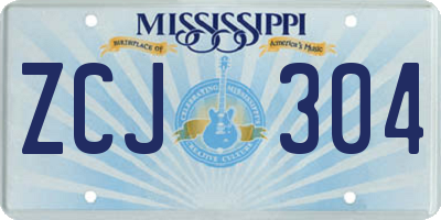 MS license plate ZCJ304