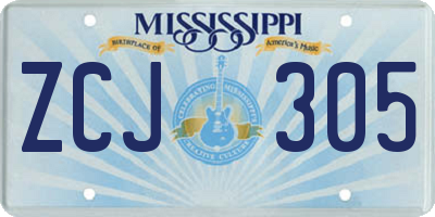 MS license plate ZCJ305
