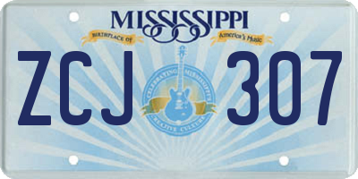 MS license plate ZCJ307