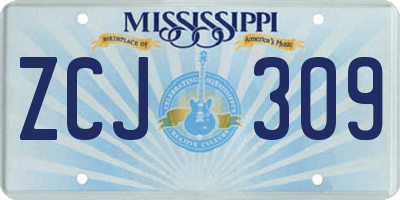 MS license plate ZCJ309