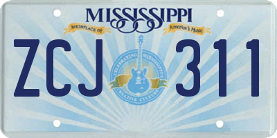MS license plate ZCJ311