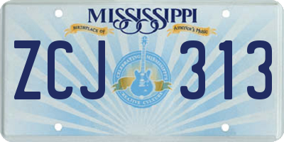MS license plate ZCJ313