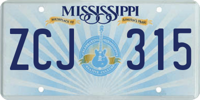 MS license plate ZCJ315