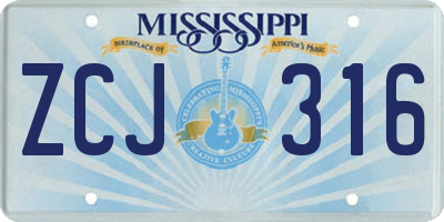 MS license plate ZCJ316