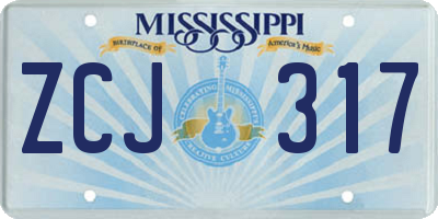 MS license plate ZCJ317