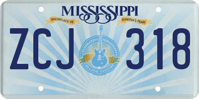 MS license plate ZCJ318
