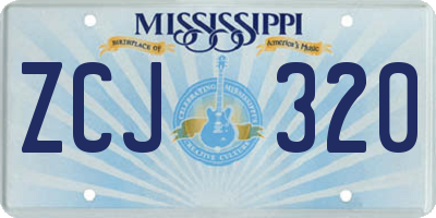 MS license plate ZCJ320
