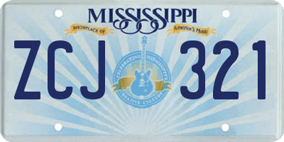 MS license plate ZCJ321