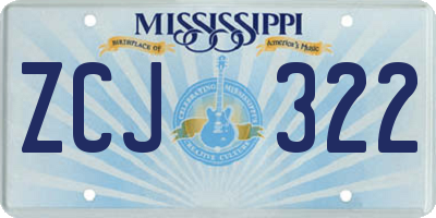 MS license plate ZCJ322