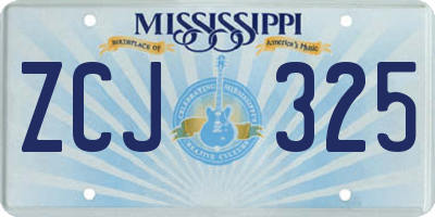 MS license plate ZCJ325
