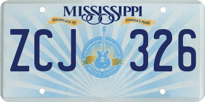 MS license plate ZCJ326