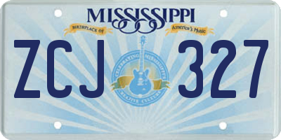 MS license plate ZCJ327
