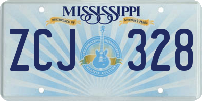 MS license plate ZCJ328