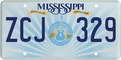 MS license plate ZCJ329