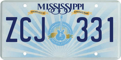 MS license plate ZCJ331