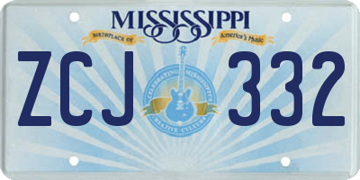 MS license plate ZCJ332