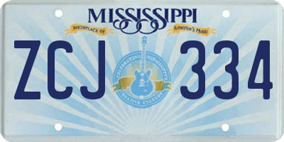 MS license plate ZCJ334