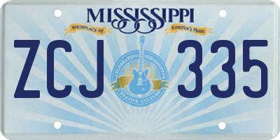MS license plate ZCJ335