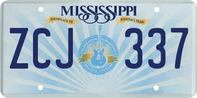 MS license plate ZCJ337
