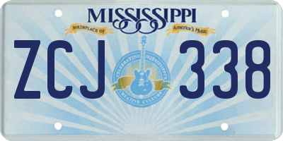MS license plate ZCJ338