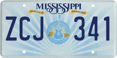 MS license plate ZCJ341