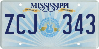 MS license plate ZCJ343