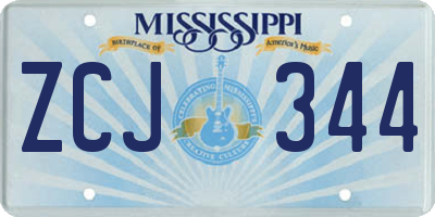 MS license plate ZCJ344