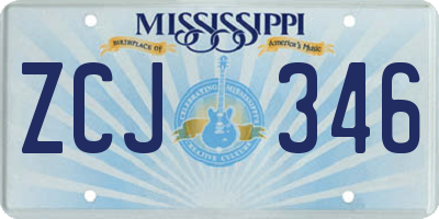 MS license plate ZCJ346