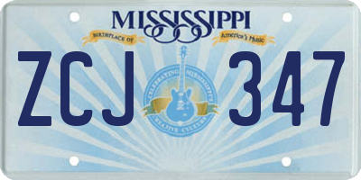 MS license plate ZCJ347
