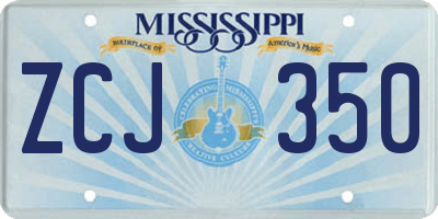 MS license plate ZCJ350