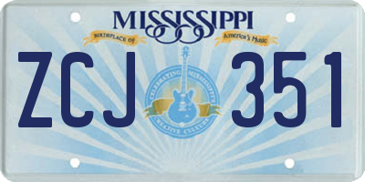 MS license plate ZCJ351