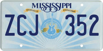 MS license plate ZCJ352