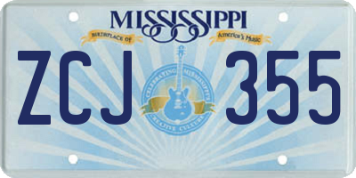MS license plate ZCJ355