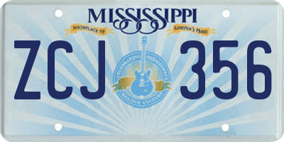 MS license plate ZCJ356