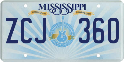 MS license plate ZCJ360