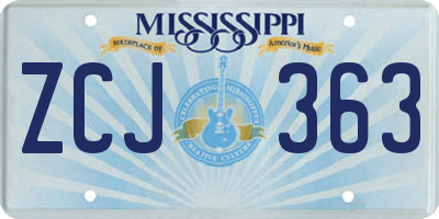 MS license plate ZCJ363