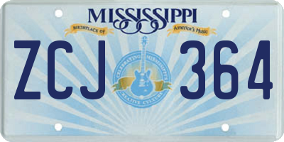 MS license plate ZCJ364