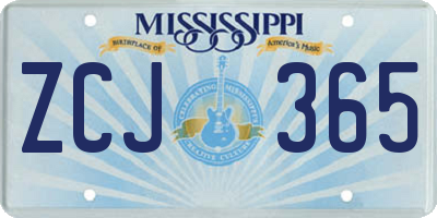 MS license plate ZCJ365