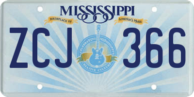 MS license plate ZCJ366