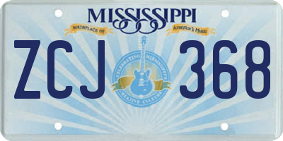 MS license plate ZCJ368