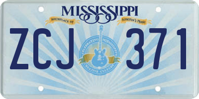 MS license plate ZCJ371