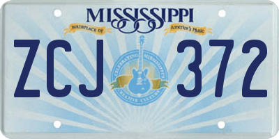 MS license plate ZCJ372
