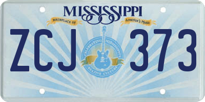 MS license plate ZCJ373