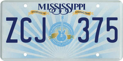 MS license plate ZCJ375