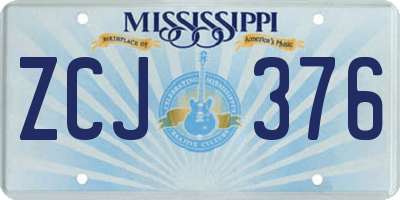 MS license plate ZCJ376