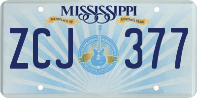 MS license plate ZCJ377