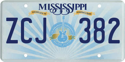 MS license plate ZCJ382